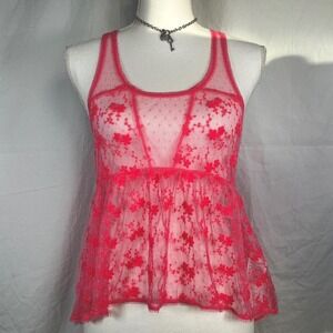 deadstock hollister hot pink lace layering tank top